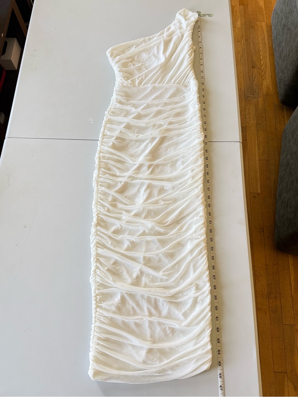 Women’s One-Shoulder Ruched White Dress